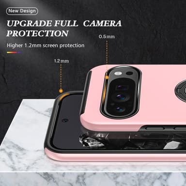 Till Pixel 9 / Pixel 9 Pro Hybrid skal med Finger Ring - Rosa