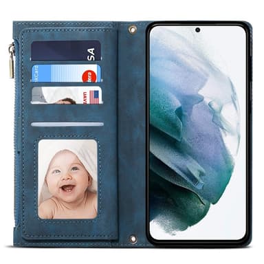 ESEBLE Star Series För Samsung Galaxy S24 FE Fodral med Dragkedjeficka - Blå
