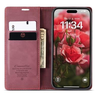 CASEME Plånboksfodral iPhone 16 - Röd