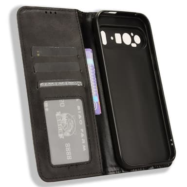För Google Pixel 9 Pro XL Plånboksfodral Exklusivt Svart