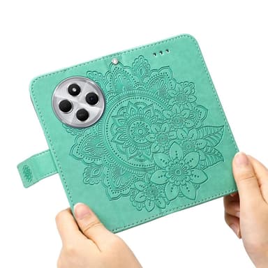 Till Xiaomi Redmi 14C Plånboksfodral med Blommigt Mönster - Grön