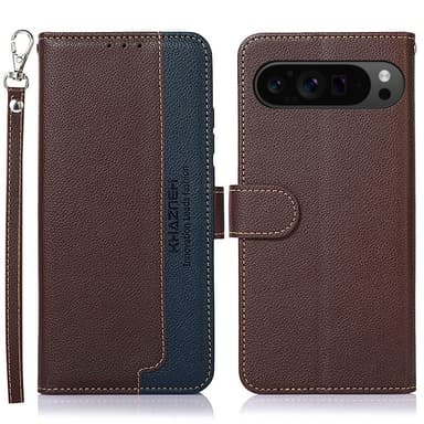 KHAZNEH För Google Pixel 9 / Pixel 9 Pro Plånboksskal Litchi-textur Telefonskal