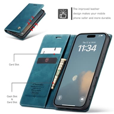 CASEME Plånboksfodral iPhone 16 Plus - Blå