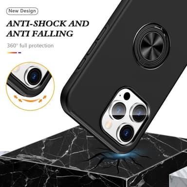 Till iPhone 16 Pro Max Hybrid skal med Finger Ring - Svart
