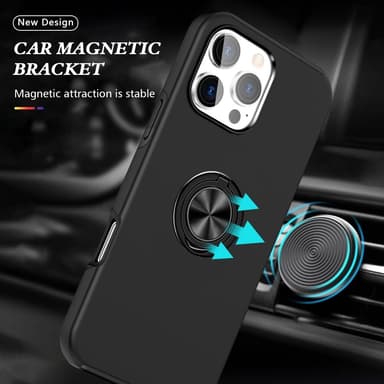 Till iPhone 16 Pro Max Hybrid skal med Finger Ring - Svart
