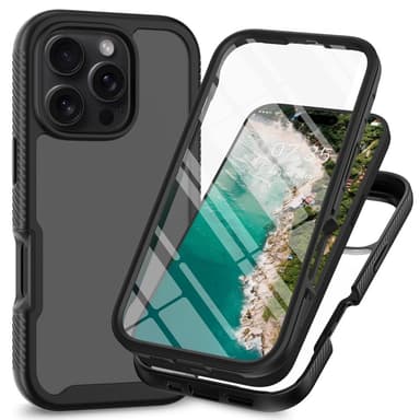 Fodral Skal för iPhone 16 Pro PC+TPU Klart telefonskal med PET-skärmfilm