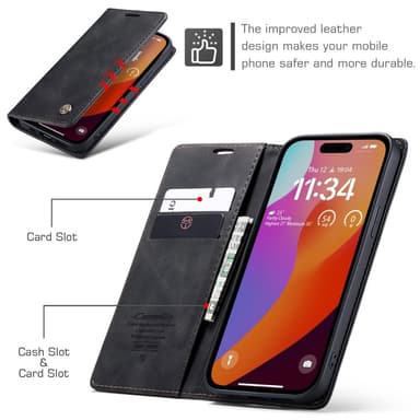CASEME Plånboksfodral iPhone 16 Pro - Svart