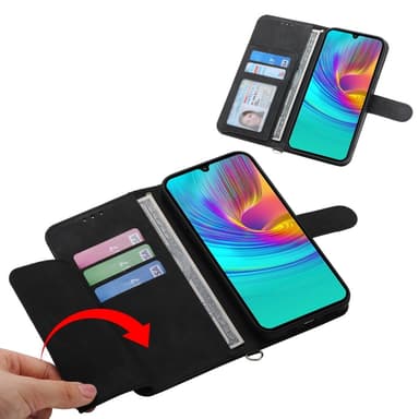 Till Samsung Galaxy A16 5G / A16 4G Fodral med Blommönster Plånboksfodral - Svart