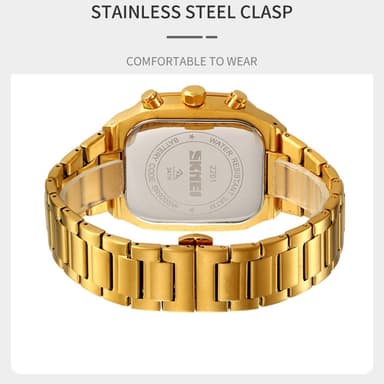 SKMEI Klocka Business Quartz Watch Square Fashion Armbandsur Luminous - Guld