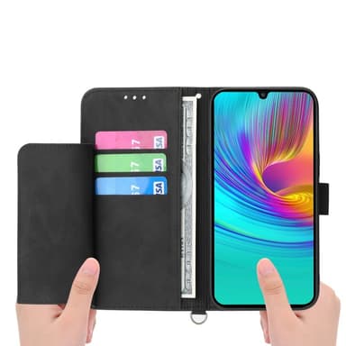 Till Samsung Galaxy A16 5G / A16 4G Fodral med Blommönster Plånboksfodral - Svart