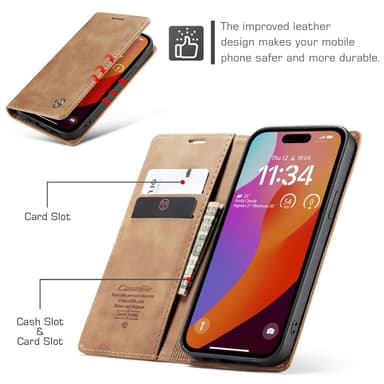 CASEME Plånboksfodral iPhone 16 Pro - Brun