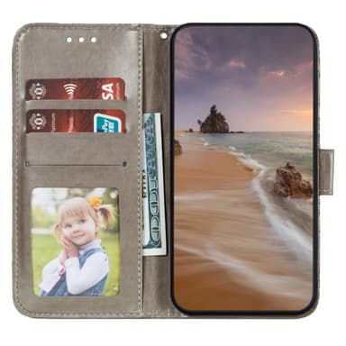 Till Samsung Galaxy A16 5G / A16 4G fodral i PU-läder med Blommönster - Grå