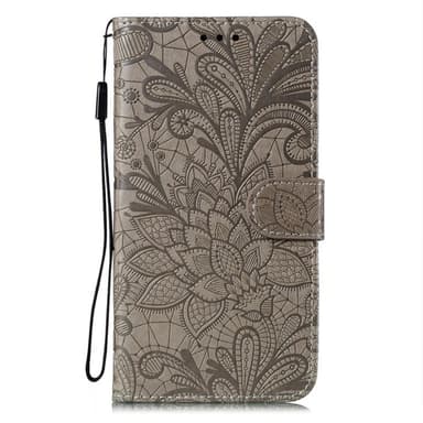 Till Samsung Galaxy A16 5G / A16 4G fodral i PU-läder med Blommönster - Grå
