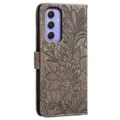Till Samsung Galaxy A16 5G / A16 4G fodral i PU-läder med Blommönster - Grå