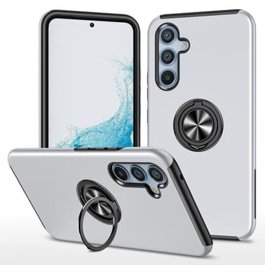 Till Samsung Galaxy A16 5G / A16 4G Hybridskal med Roterbar Ringhållare - Silver
