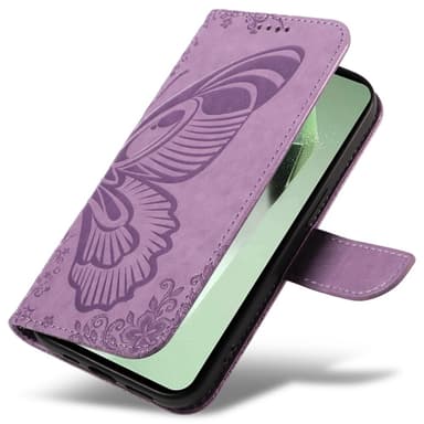 För Samsung Galaxy S24 FE Fodral Ställ Plånboksfodral Fjärilsmönster - Lila
