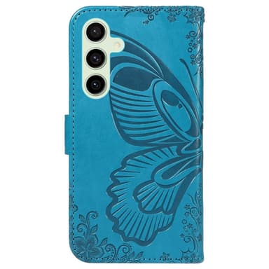 För Samsung Galaxy S24 FE Fodral Ställ Plånboksfodral Fjärilsmönster - Blå