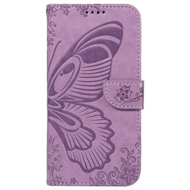 För Samsung Galaxy S24 FE Fodral Ställ Plånboksfodral Fjärilsmönster - Lila
