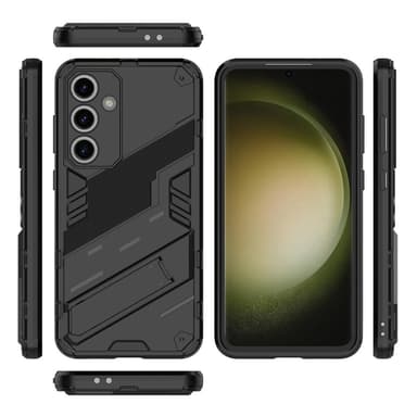 Till Samsung Galaxy S24 FE Kickstand Hybrid Hårt PC Mjukt TPU Telefonfodral - Svart