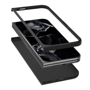 ABEEL för Google Pixel 9 Pro Fold 5G Fodral Kohud + PC Telefonfodral med Strutstextur - Svart