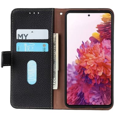 KHAZNEH För Samsung Galaxy S24 FE Fodral i Äkta Koskinn - Svart