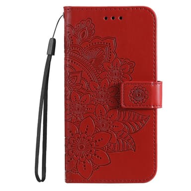 Till Xiaomi Redmi 14C Plånboksfodral med Blommigt Mönster - Röd