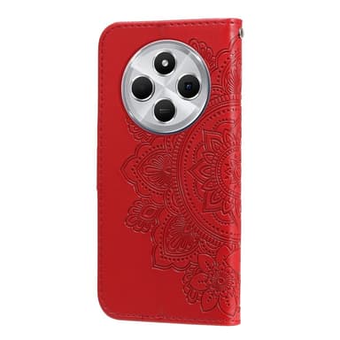 Till Xiaomi Redmi 14C Plånboksfodral med Blommigt Mönster - Röd