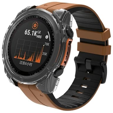 För Garmin Fenix ​​8 43 mm AMOLED hård PC Watch-fodral Skal med härdat glas