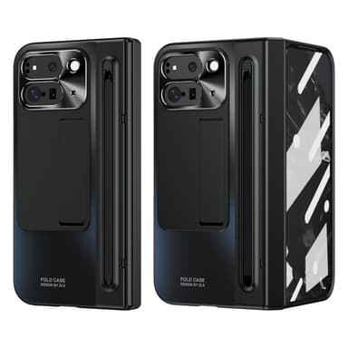 För Google Pixel 9 Pro Fold 5G Fodral med Härdat Glasfilm, Stylus - Svart