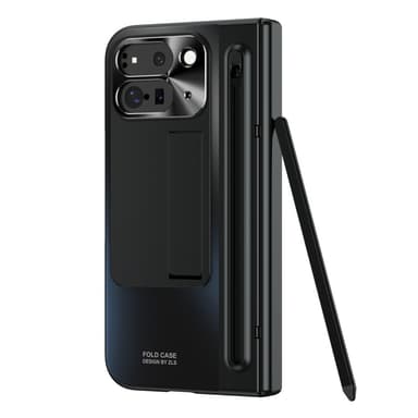 För Google Pixel 9 Pro Fold 5G Fodral med Härdat Glasfilm, Stylus - Svart