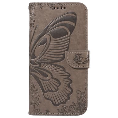 För Samsung Galaxy S24 FE Fodral Ställ Plånboksfodral Fjärilsmönster - Grå