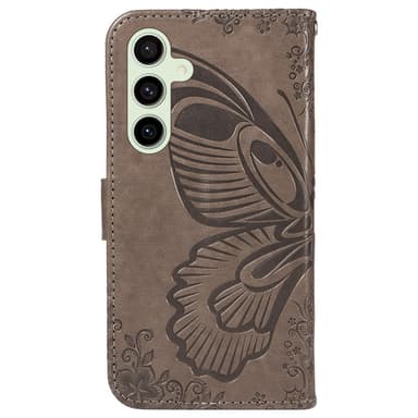 För Samsung Galaxy S24 FE Fodral Ställ Plånboksfodral Fjärilsmönster - Grå