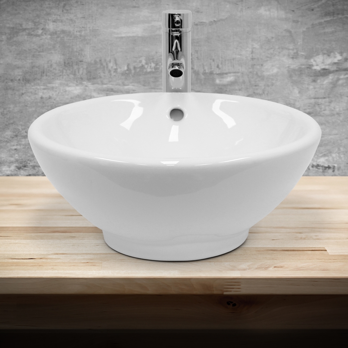 ECD Germany diskho tvättställ Ø 420x170 mm - tillverkad av keramik - rund - vit