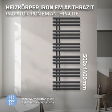 Design badrumsradiator Iron EM 500x1400 mm antracit LuxeBath