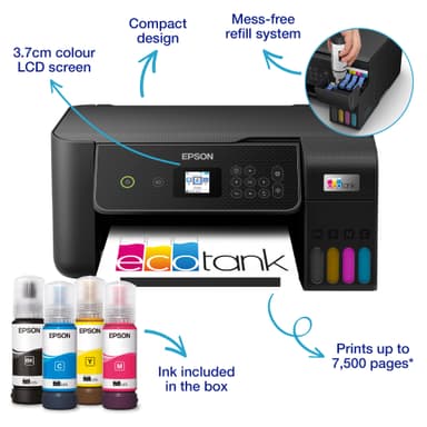 Epson EcoTank ET-2875 multifunktionsskrivare C11CJ66424 (svart)