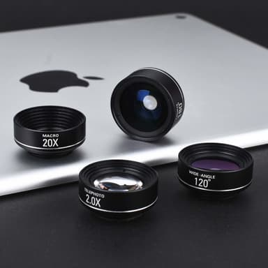Mobilobjektiv 4-i-1 Fisheye + Vidvinkel + Tele + Makro