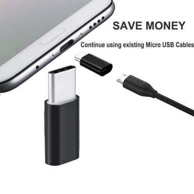 Micro USB till USB-C Adapter Svart