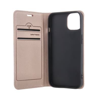 Stiligt fodral till iPhone 16 Pro Max med korthållare och vikbart stöd - Beige