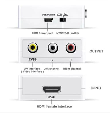 HDMI till AV/RCA signalomvandlare 1080p Vit