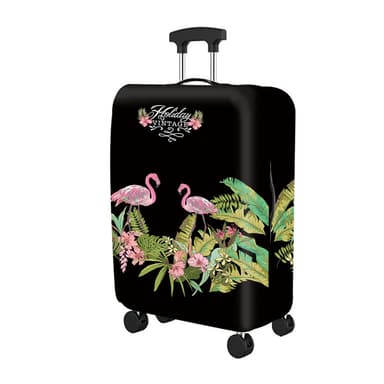 Skyddande resväska, tjockt elastiskt bagagefodral XL Djungel flamingo