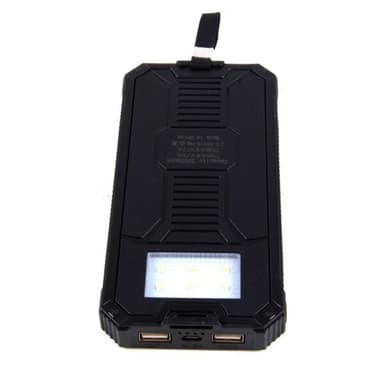 Powerbank 9000mAh med Solcellsladdning - Svart