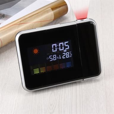 LED Projektor väckarklocka med väderstation / kalender