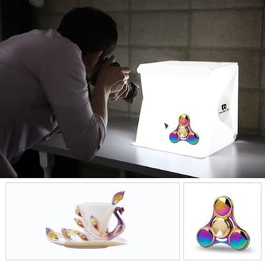 Fotostudio mini med LED-paneler - 2 bakgrunder