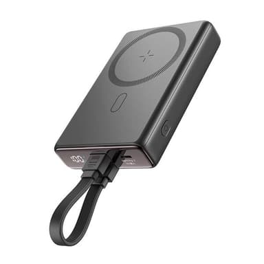 Joyroom Powerbank 10000mAh med trådlös laddning 20W + Lightning - USB-C-kabel - Svart