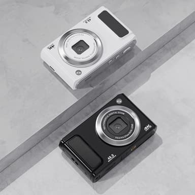 4K HD digitalkamera med fram- och bakkamera och stabilisering Vit