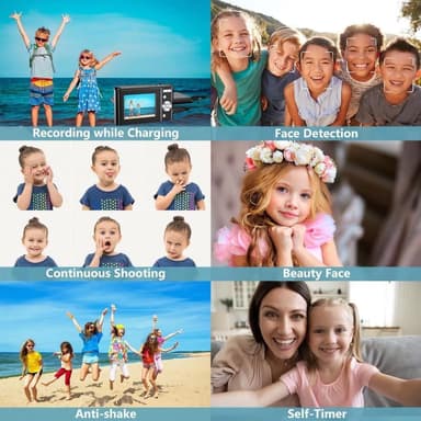 Digitalkamera med 48 MP, 1080p HD och 16x zoom med 32GB minneskort Blå