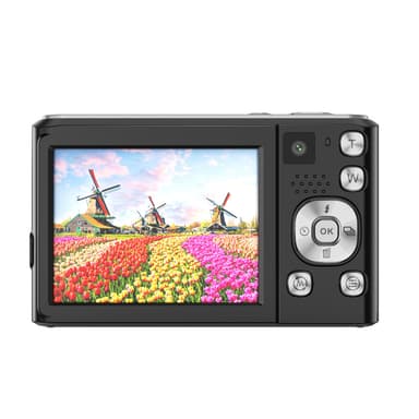 4K HD digitalkamera med fram- och bakkamera och stabilisering Svart