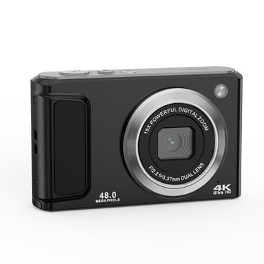4K HD digitalkamera med fram- och bakkamera och stabilisering Svart