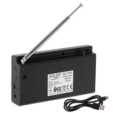Adler Bärbar Klockradio med Bluetooth