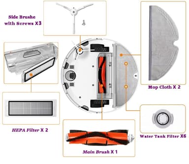 Tillbehör för Xiaomi Roborock S6/S5 Max/S50/S51/S55/S60/S65 18 delar